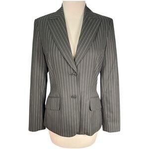The Limited Black White Pinstripe Blazer Women’s Size 6 Two Button Stretch Lined